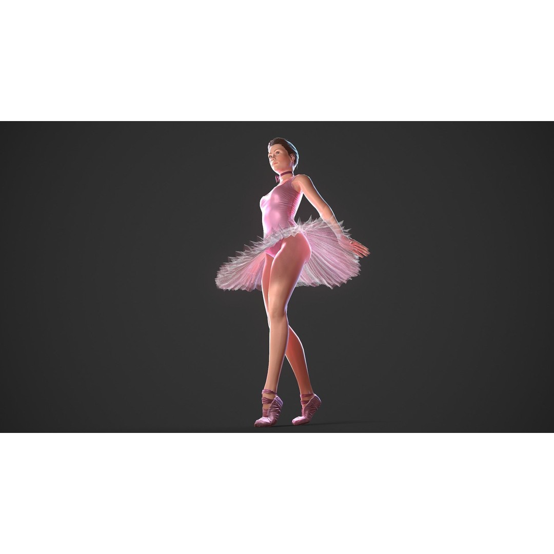 Rigged Ballerina 3D Model – Low Poly Game Ready Character, FBX - View 9