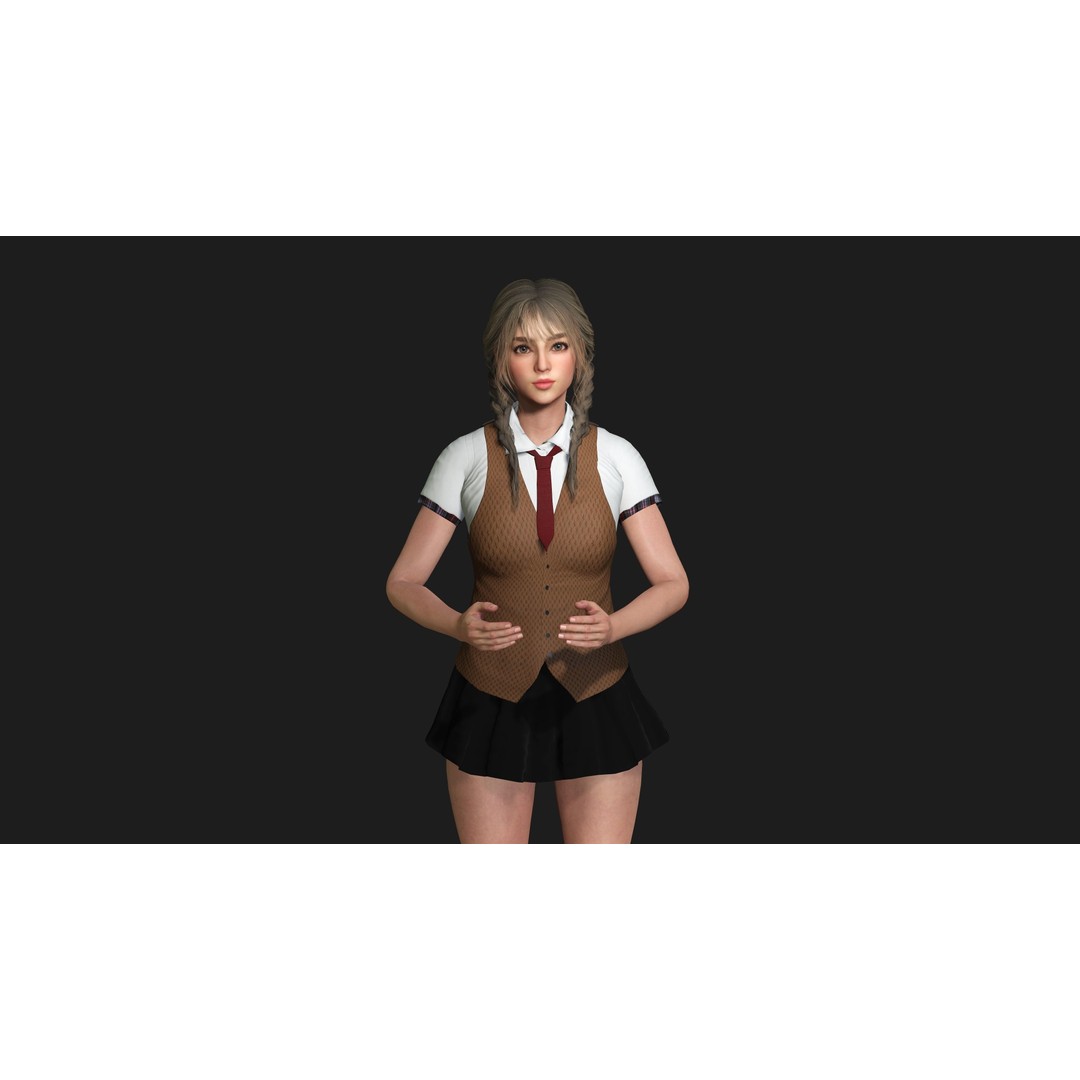 Madison 02 3D Model – Realistic Young Girl Character, Game Ready, FBX - View 12