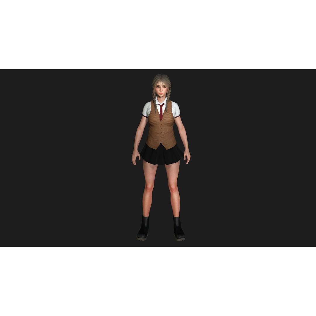 Madison 02 3D Model – Realistic Young Girl Character, Game Ready, FBX - View 17