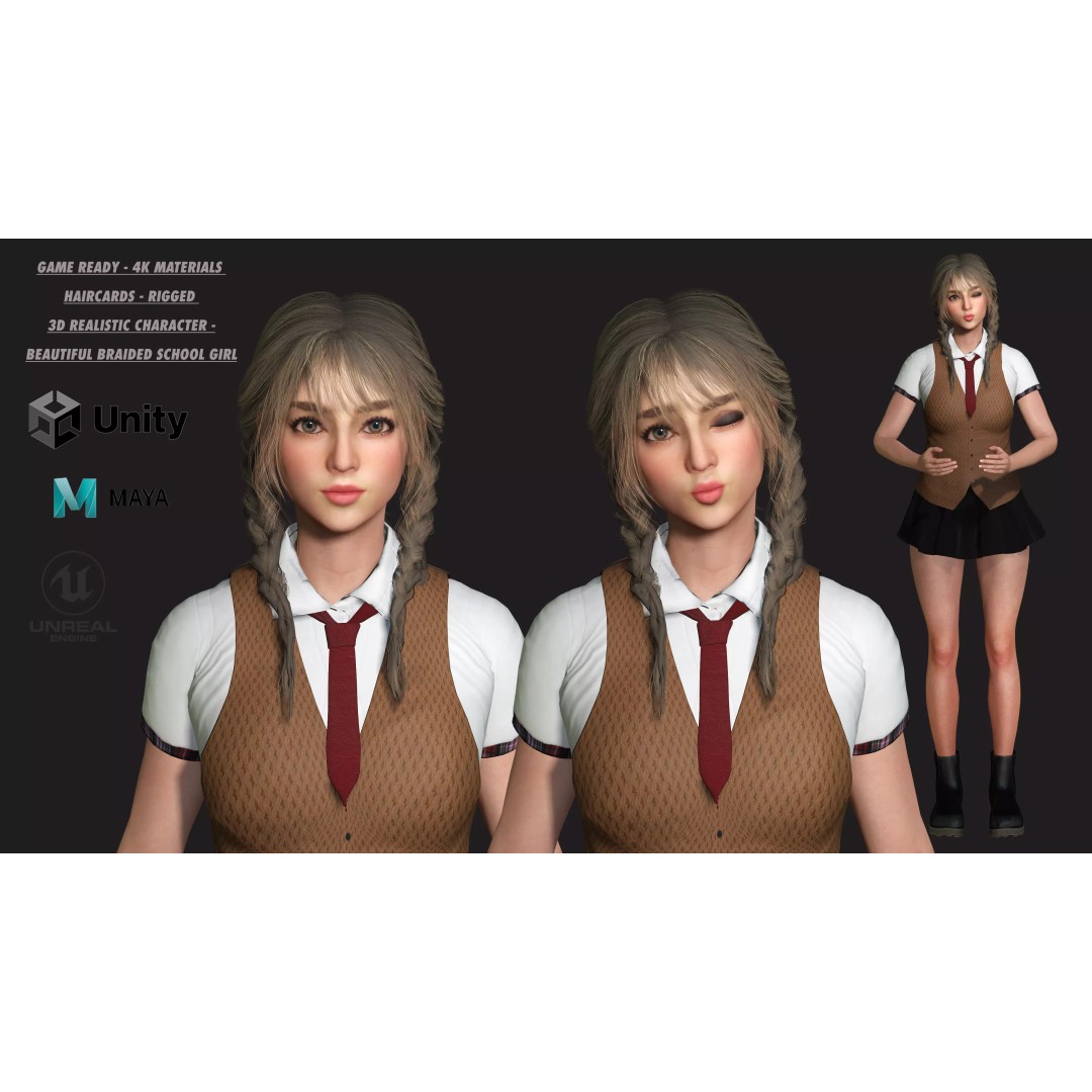 Madison 02 3D Model – Realistic Young Girl Character, Game Ready, FBX - View 2