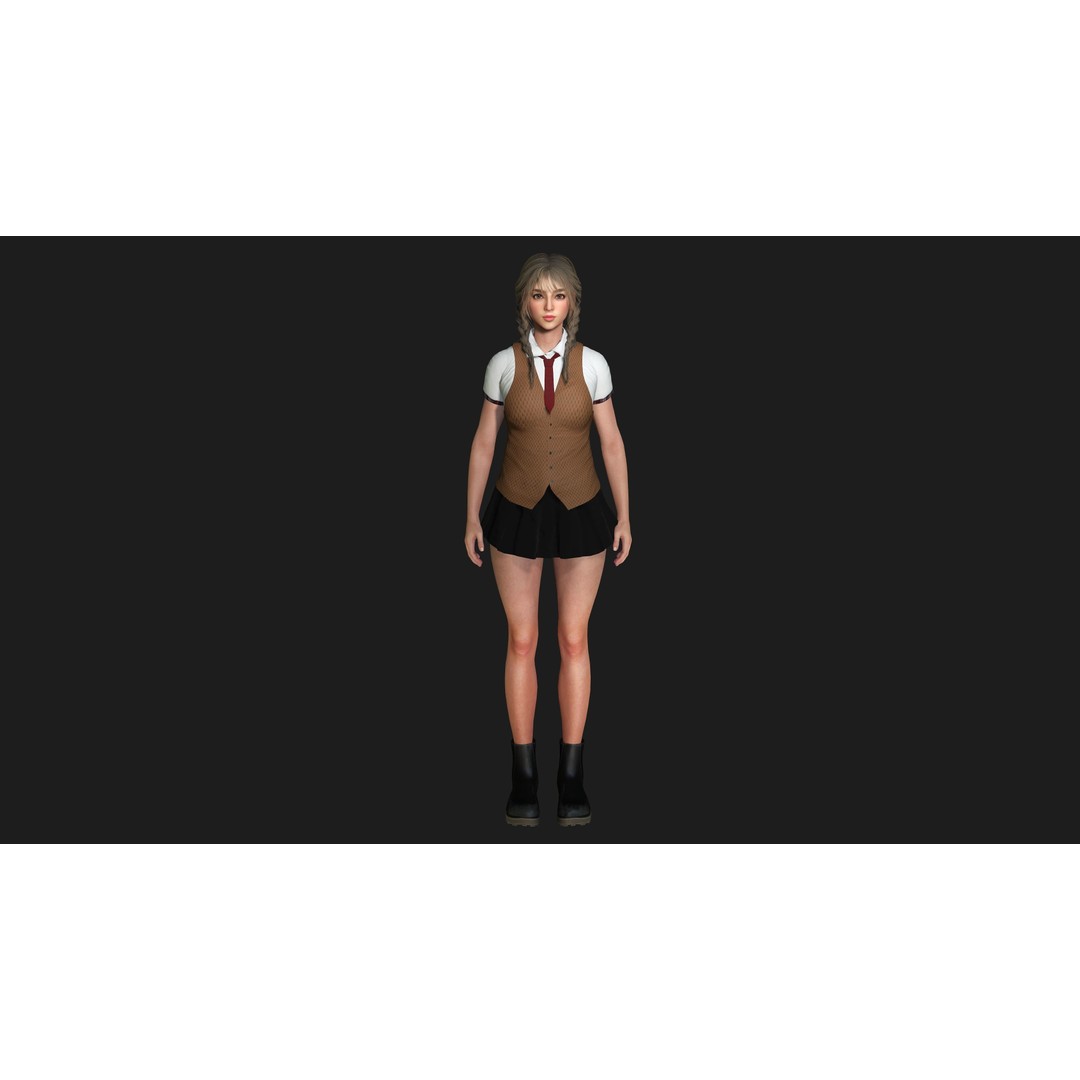 Madison 02 3D Model – Realistic Young Girl Character, Game Ready, FBX - View 3