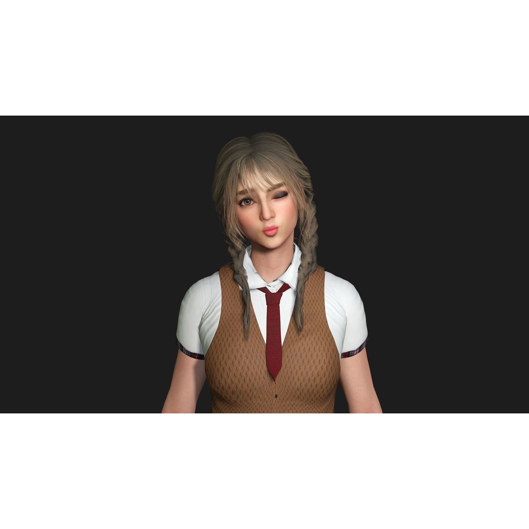Madison 02 3D Model – Realistic Young Girl Character, Game Ready, FBX - View 9