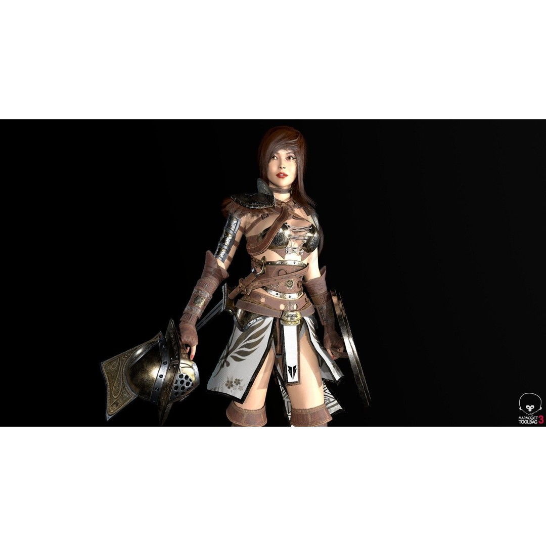 Gladiator Female 3D Model – Low Poly Rigged Character for Games