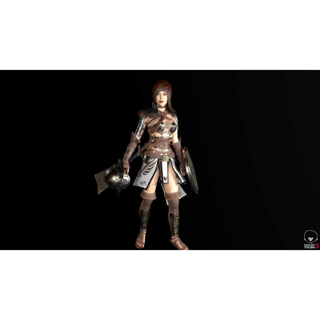 Gladiator Female 3D Model – Low Poly Rigged Character for Games - View 11