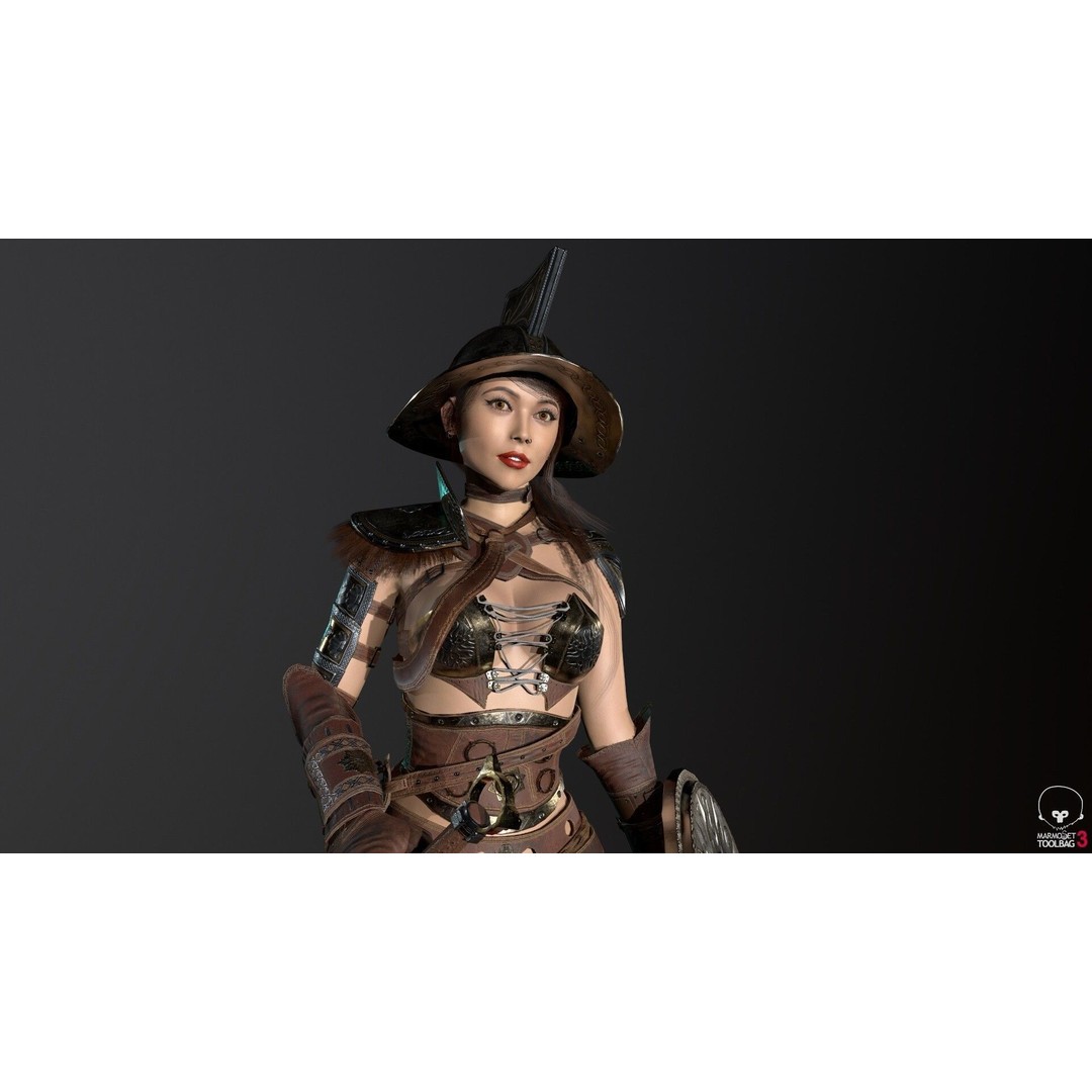 Gladiator Female 3D Model – Low Poly Rigged Character for Games - View 13