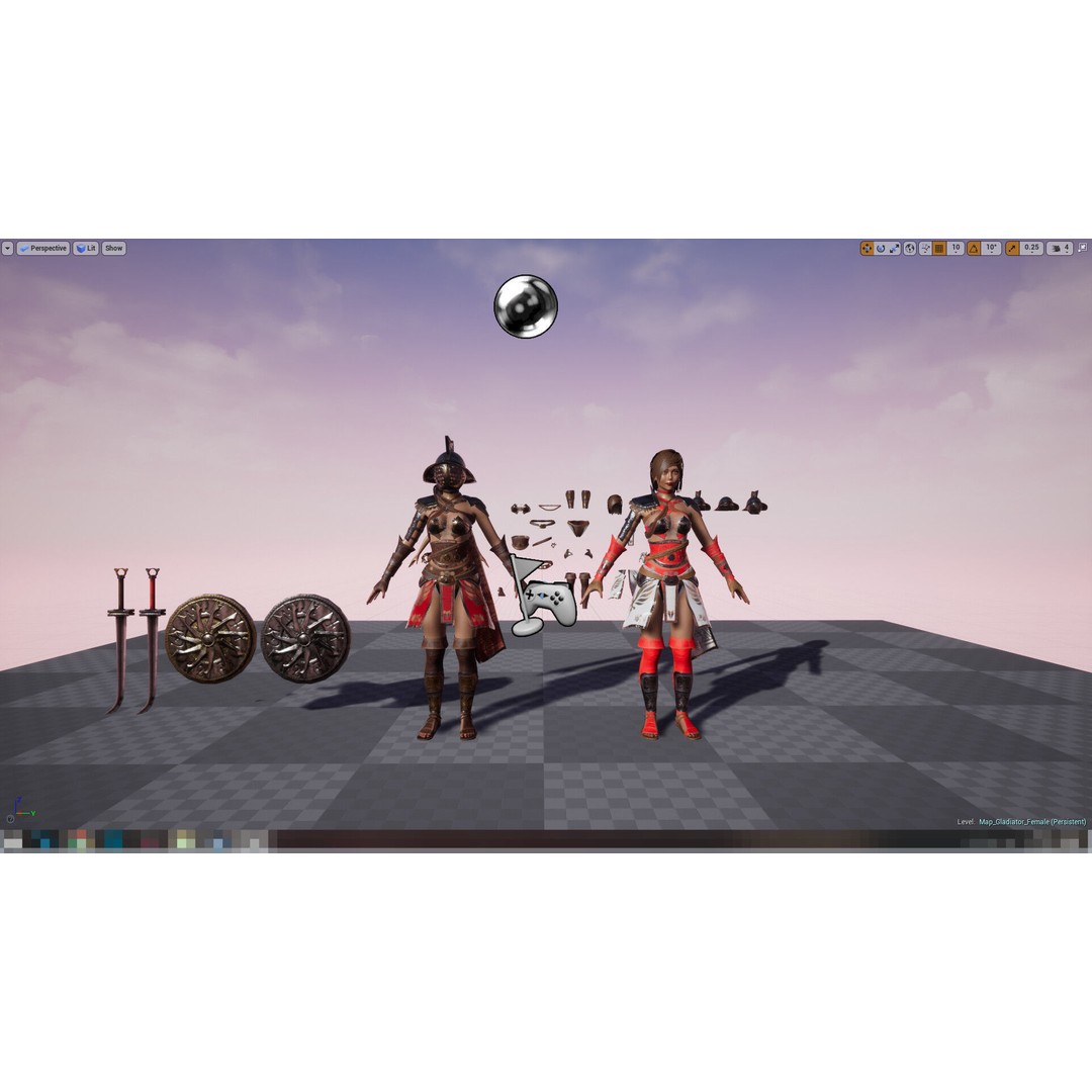 Gladiator Female 3D Model – Low Poly Rigged Character for Games - View 18