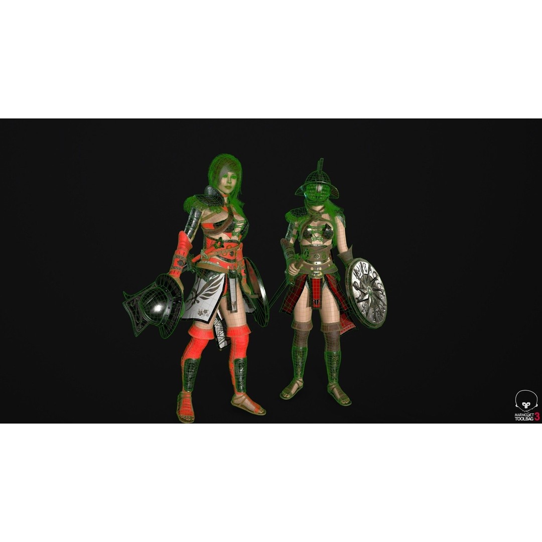 Gladiator Female 3D Model – Low Poly Rigged Character for Games - View 19