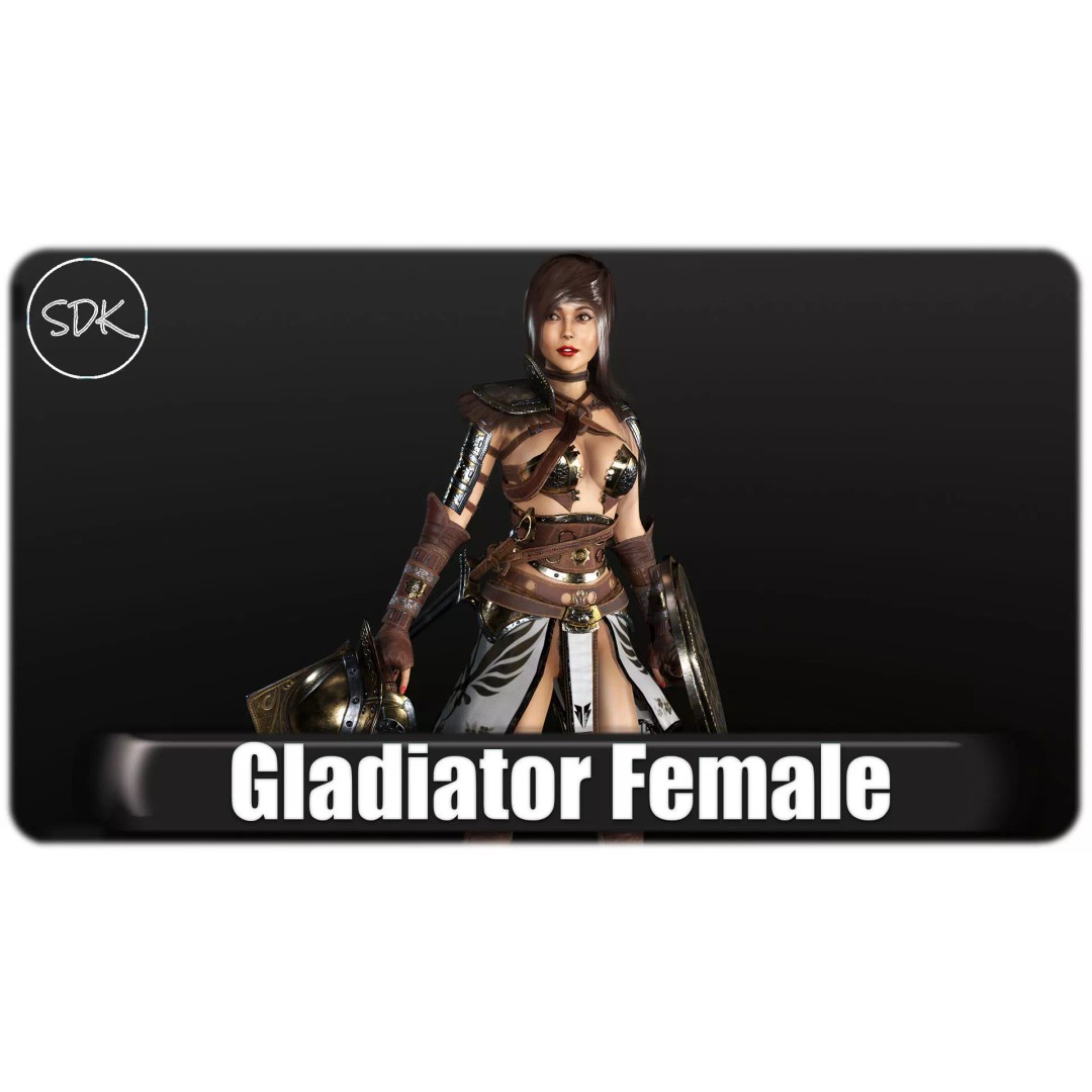 Gladiator Female 3D Model – Low Poly Rigged Character for Games - View 2