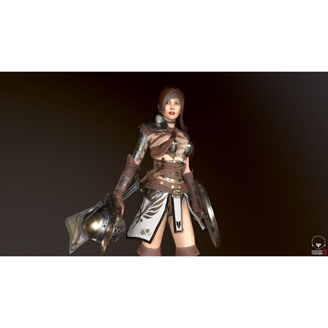Gladiator Female 3D Model – Low Poly Rigged Character for Games - View 20