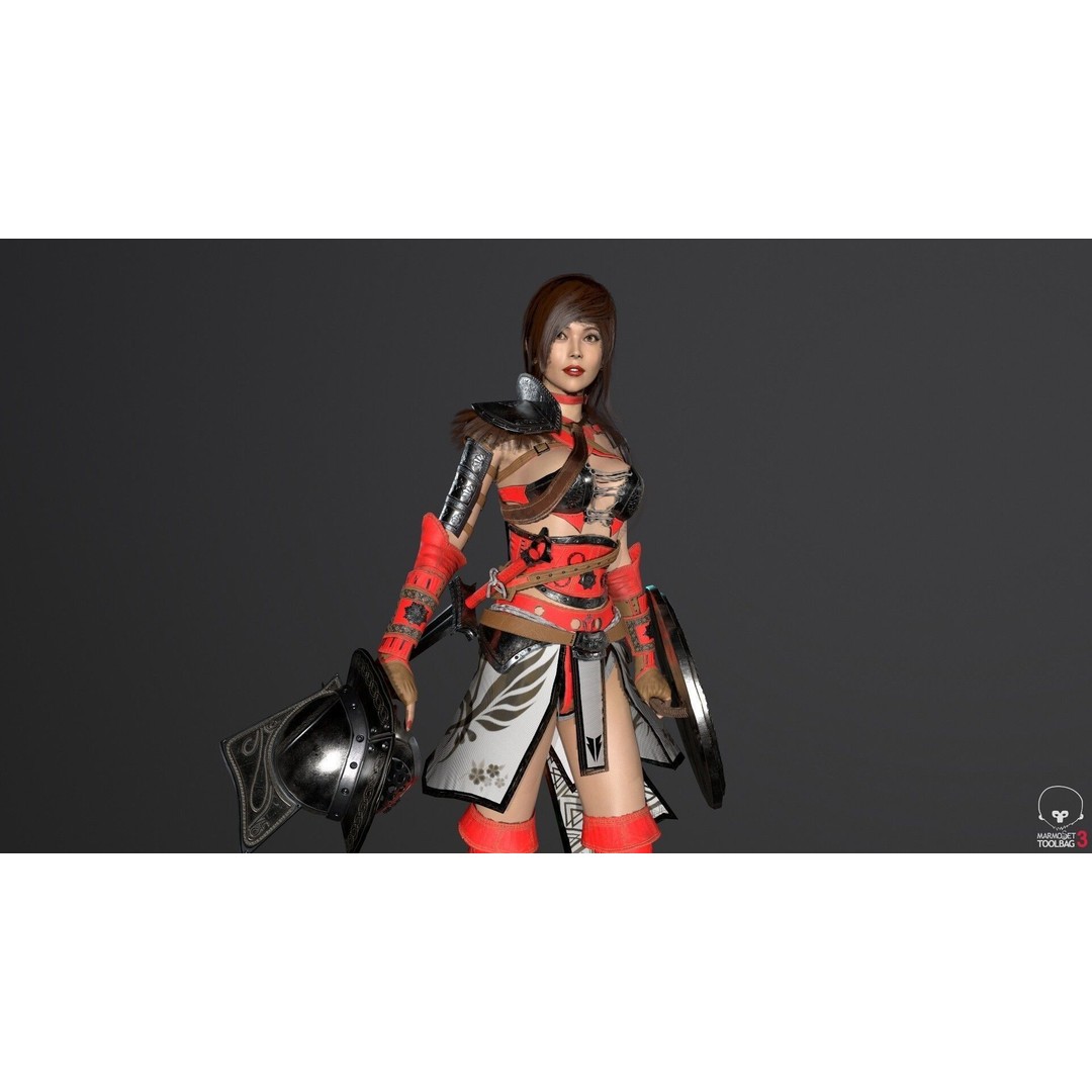 Gladiator Female 3D Model – Low Poly Rigged Character for Games - View 22