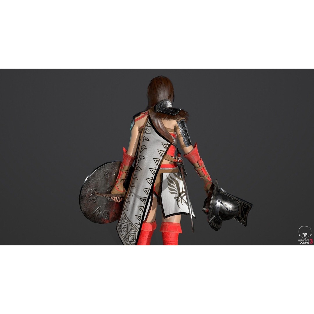 Gladiator Female 3D Model – Low Poly Rigged Character for Games - View 23