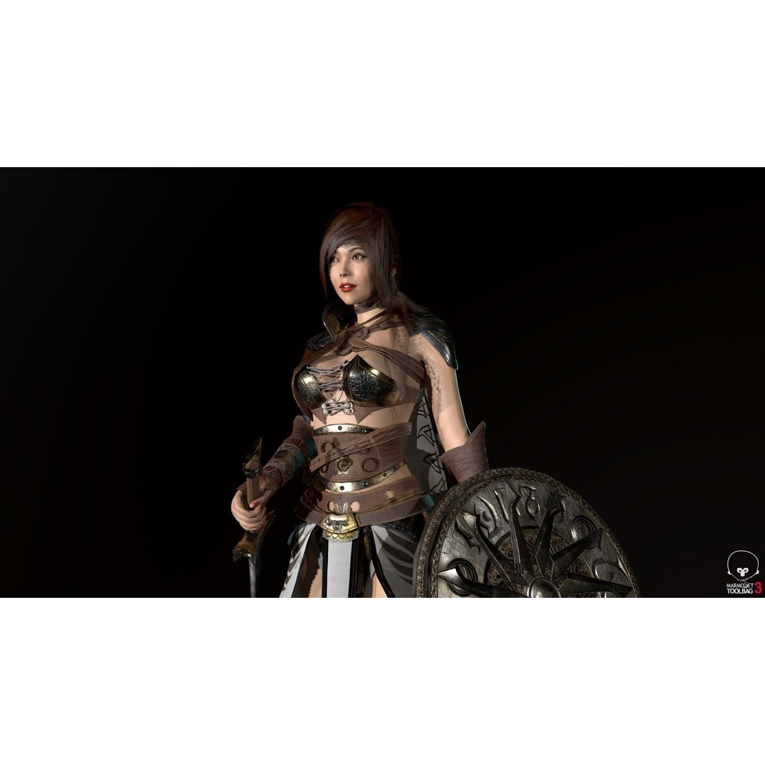 Gladiator Female 3D Model – Low Poly Rigged Character for Games - View 27
