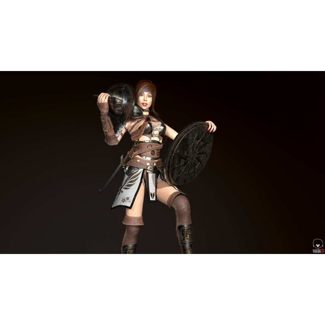 Gladiator Female 3D Model – Low Poly Rigged Character for Games - View 29