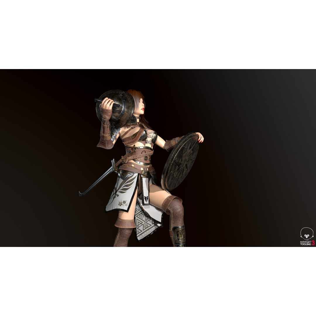 Gladiator Female 3D Model – Low Poly Rigged Character for Games - View 31