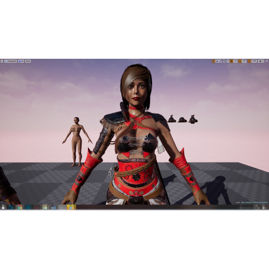 Gladiator Female 3D Model – Low Poly Rigged Character for Games - View 33