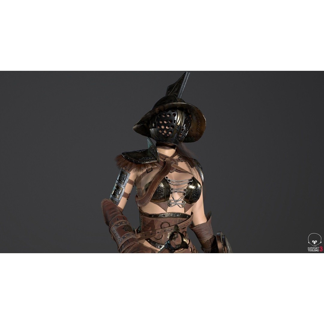 Gladiator Female 3D Model – Low Poly Rigged Character for Games - View 5