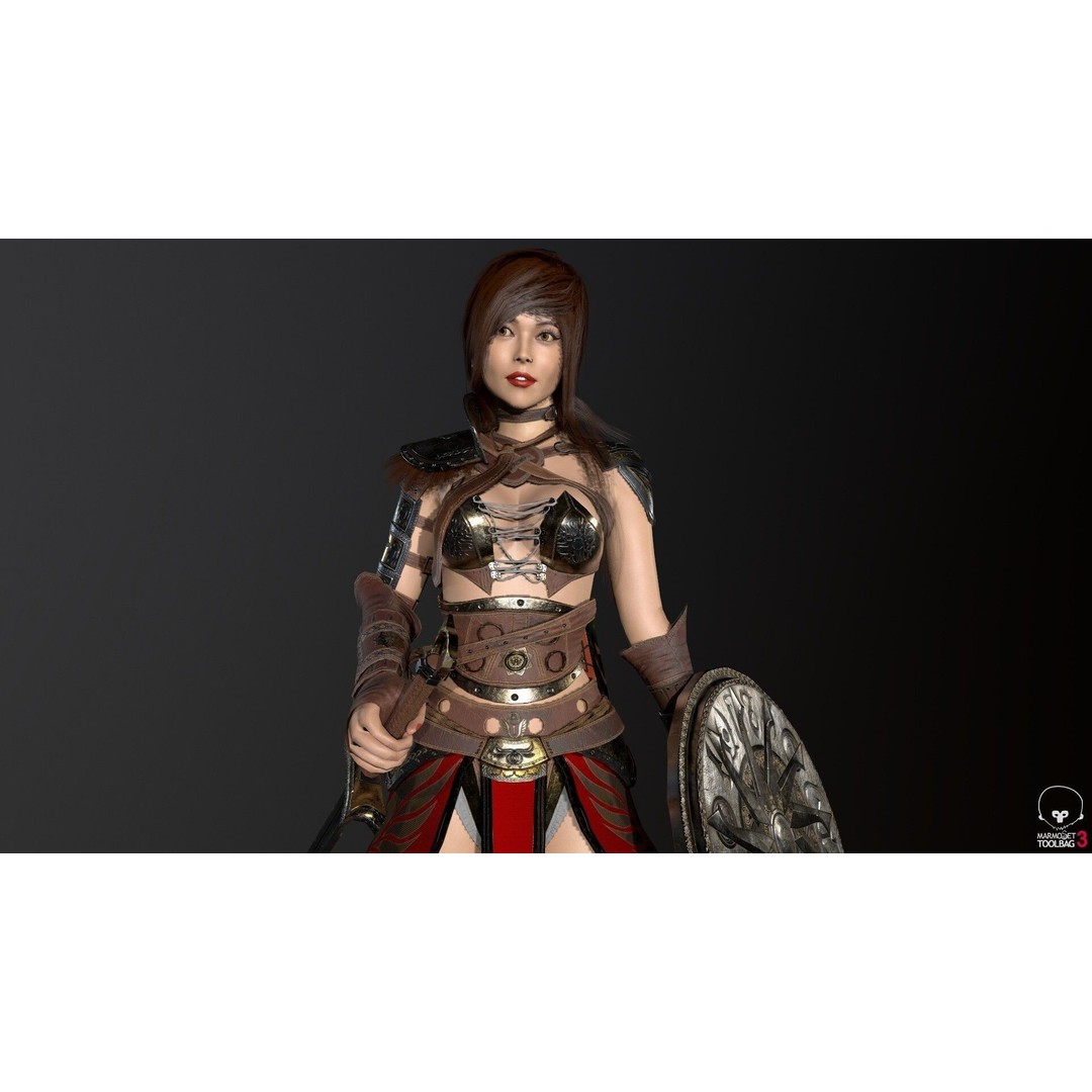 Gladiator Female 3D Model – Low Poly Rigged Character for Games - View 6