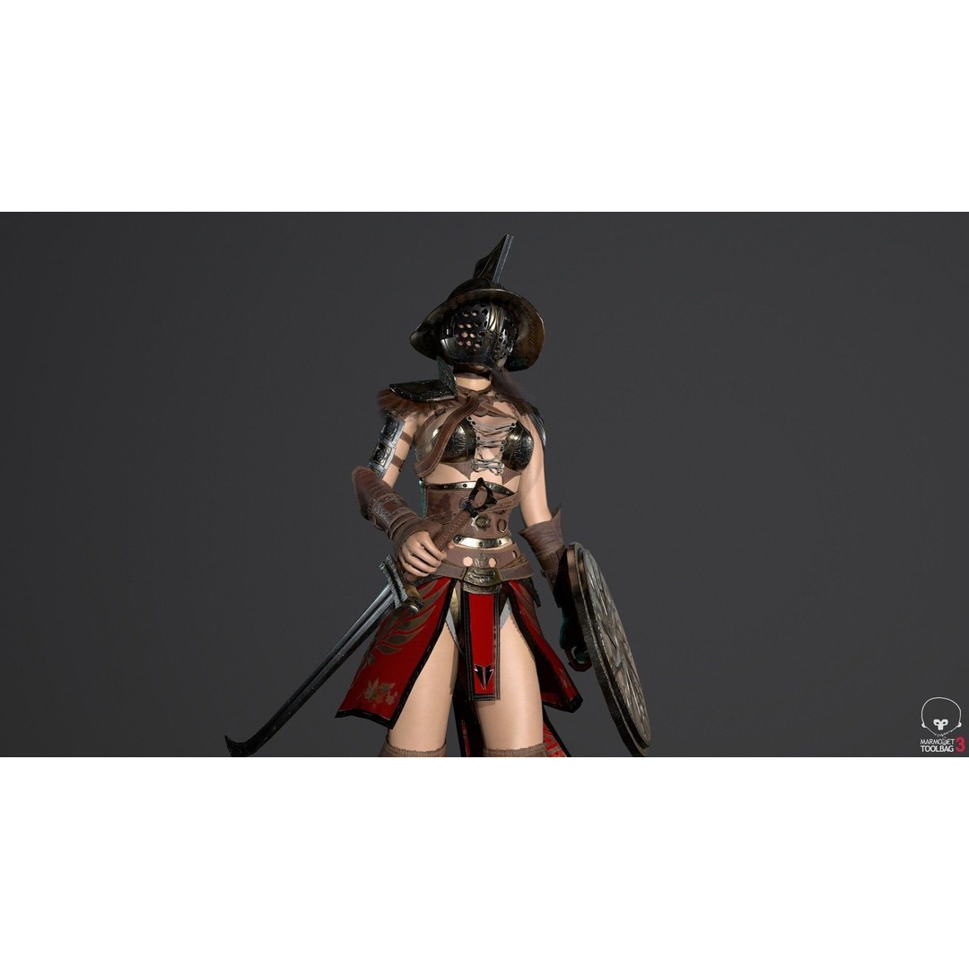 Gladiator Female 3D Model – Low Poly Rigged Character for Games - View 7