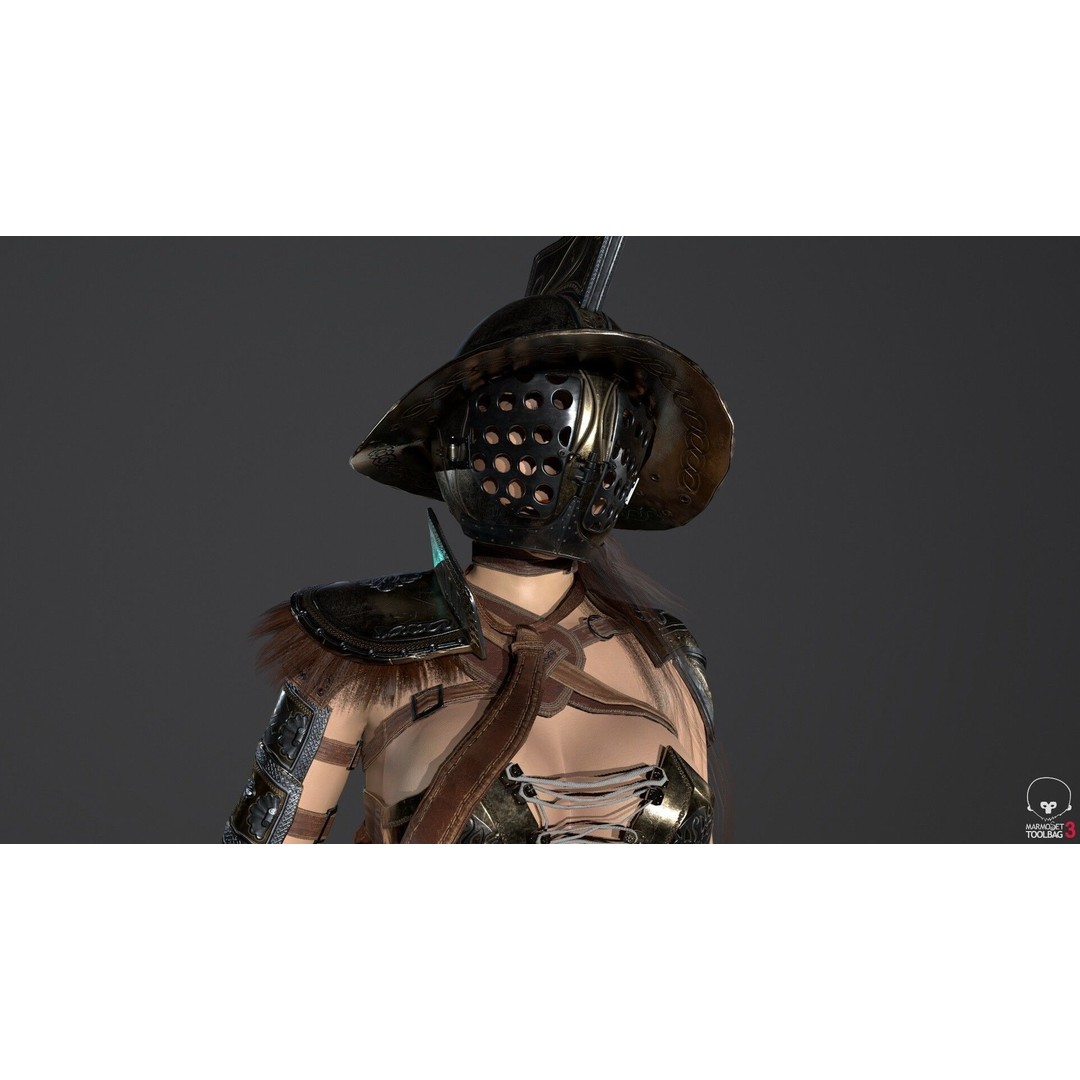 Gladiator Female 3D Model – Low Poly Rigged Character for Games - View 8