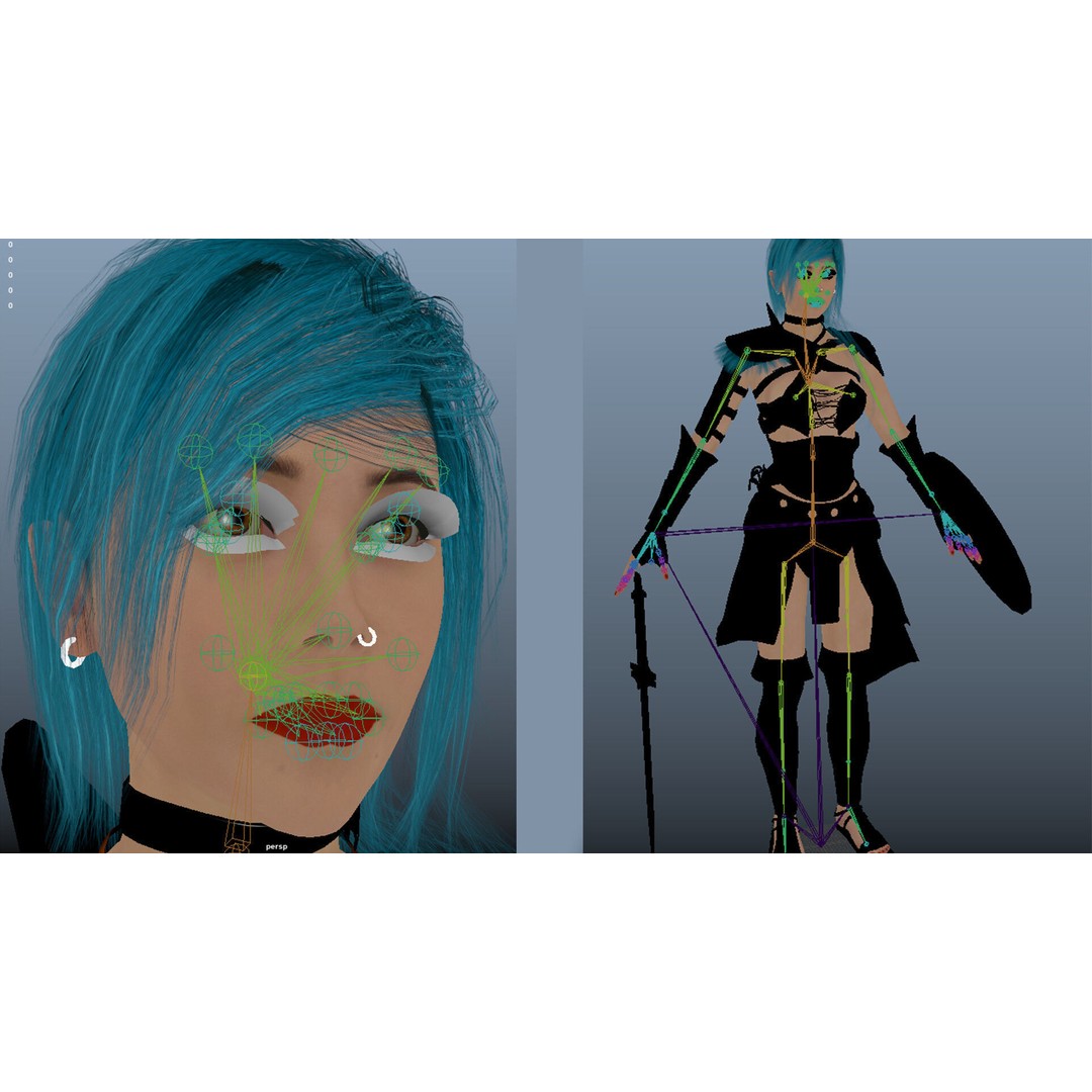 Gladiator Female 3D Model – Low Poly Rigged Character for Games - View 9