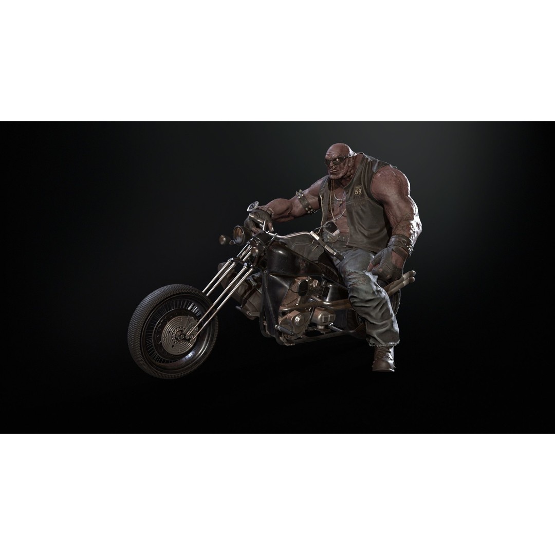 Zombie Biker 3D Model – Low Poly Character with Rigging and Animations - View 10