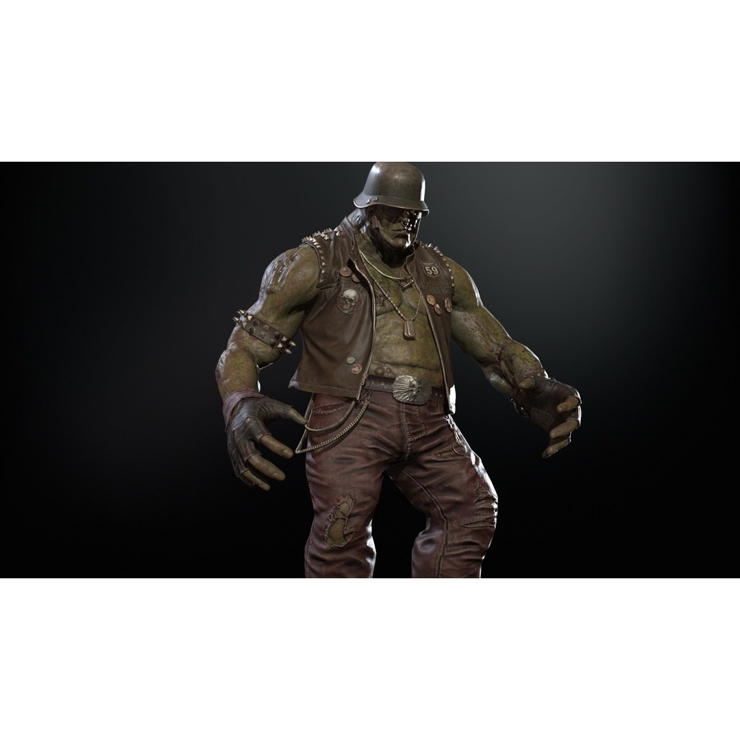Zombie Biker 3D Model – Low Poly Character with Rigging and Animations - View 24