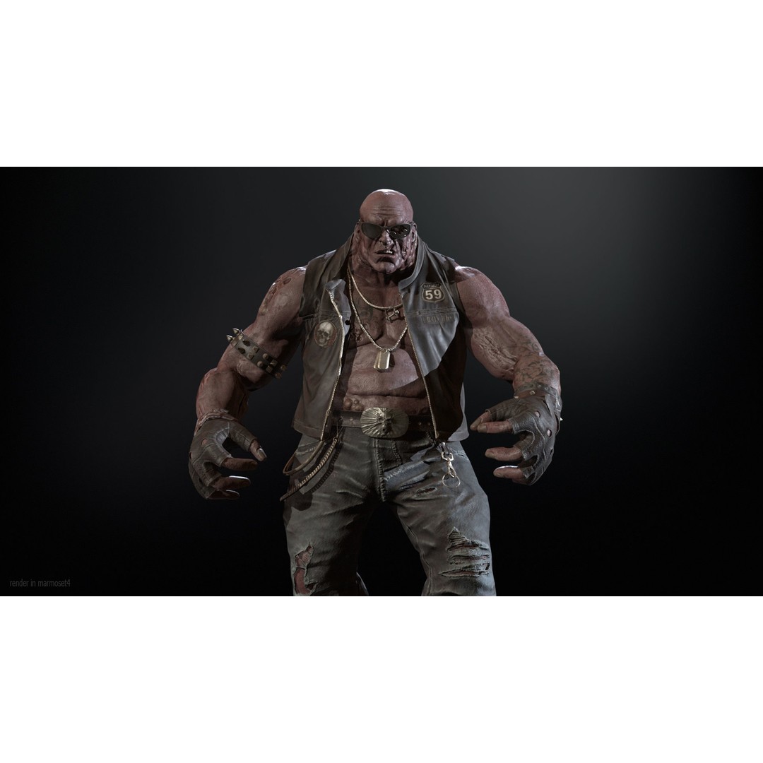 Zombie Biker 3D Model – Low Poly Character with Rigging and Animations - View 4