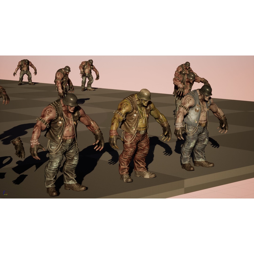 Zombie Biker 3D Model – Low Poly Character with Rigging and Animations - View 46