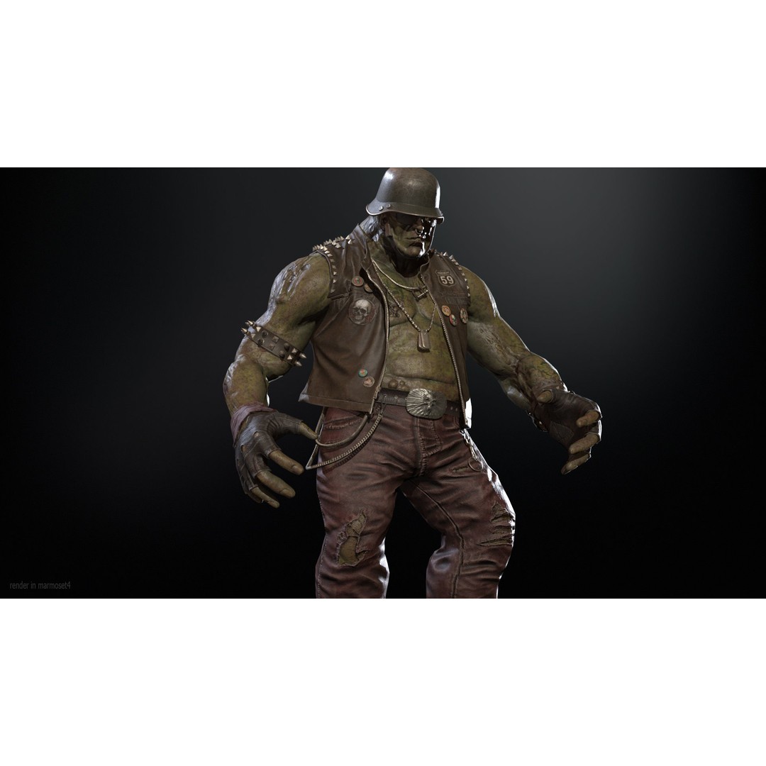 Zombie Biker 3D Model – Low Poly Character with Rigging and Animations - View 5