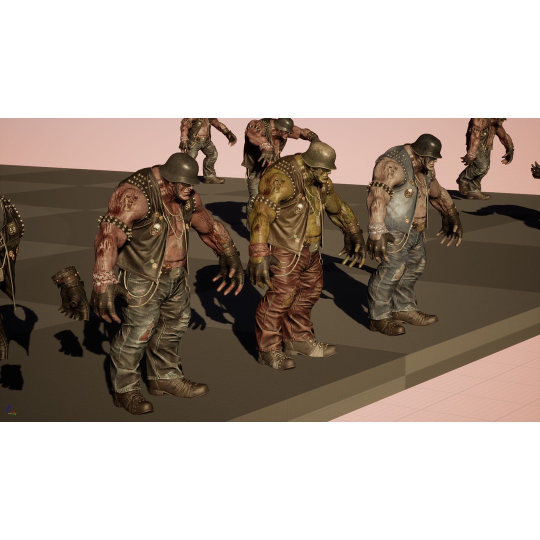 Zombie Biker 3D Model – Low Poly Character with Rigging and Animations - View 50