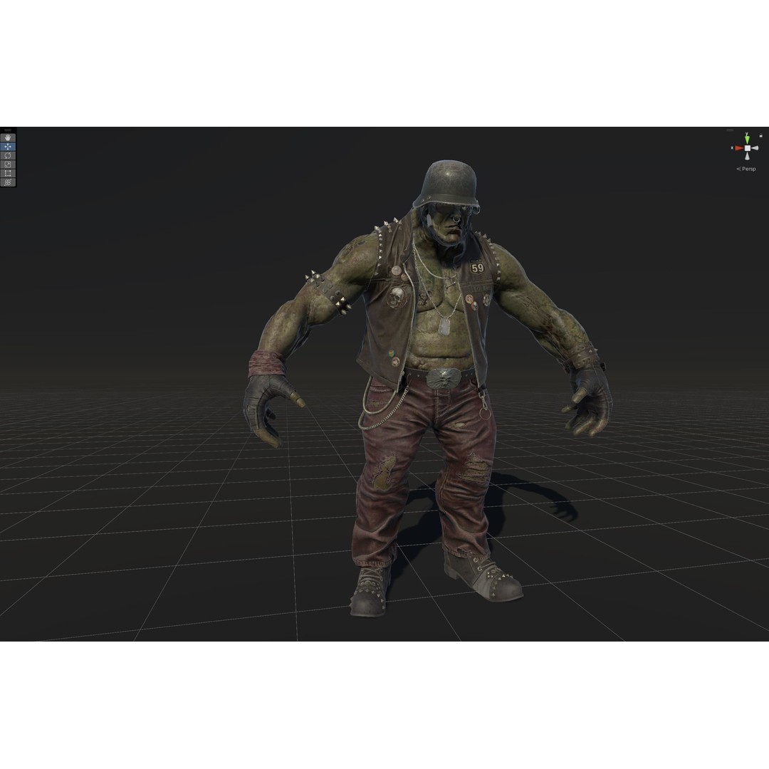 Zombie Biker 3D Model – Low Poly Character with Rigging and Animations - View 55