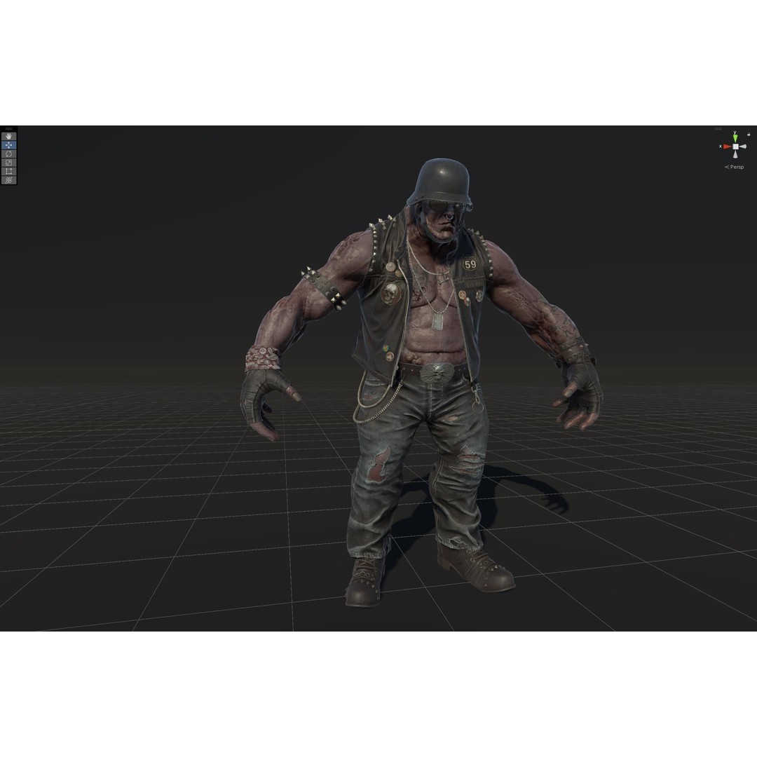 Zombie Biker 3D Model – Low Poly Character with Rigging and Animations - View 56