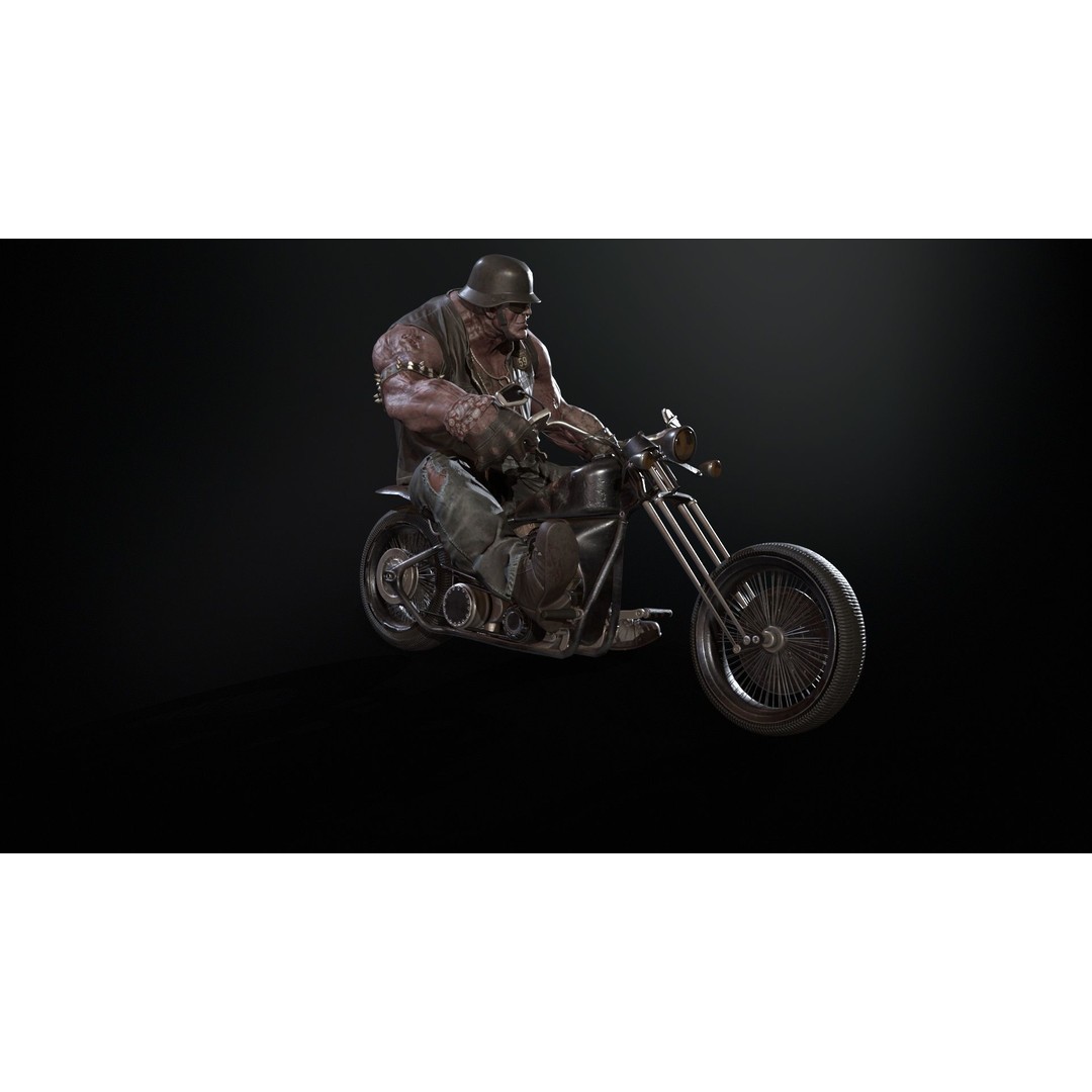 Zombie Biker 3D Model – Low Poly Character with Rigging and Animations - View 8