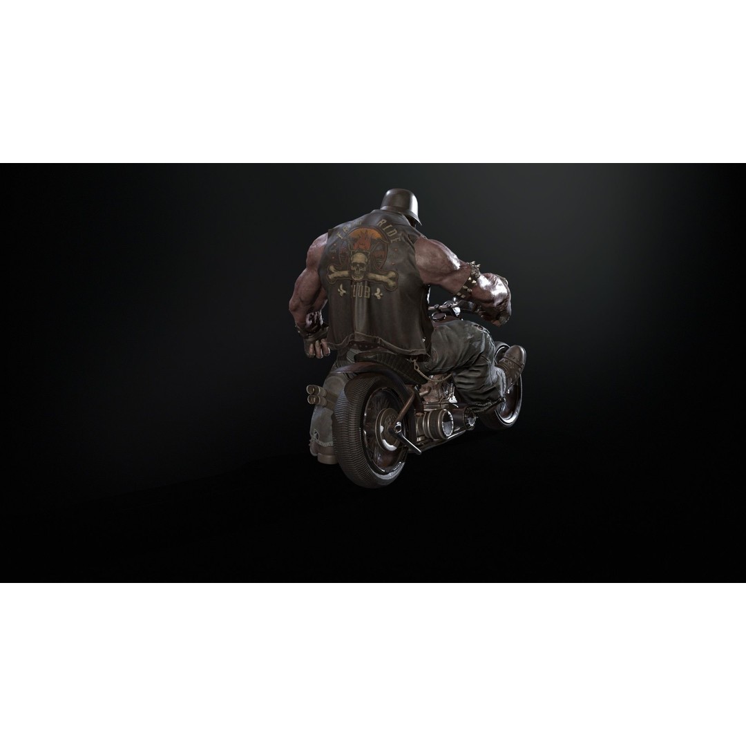 Zombie Biker 3D Model – Low Poly Character with Rigging and Animations - View 9