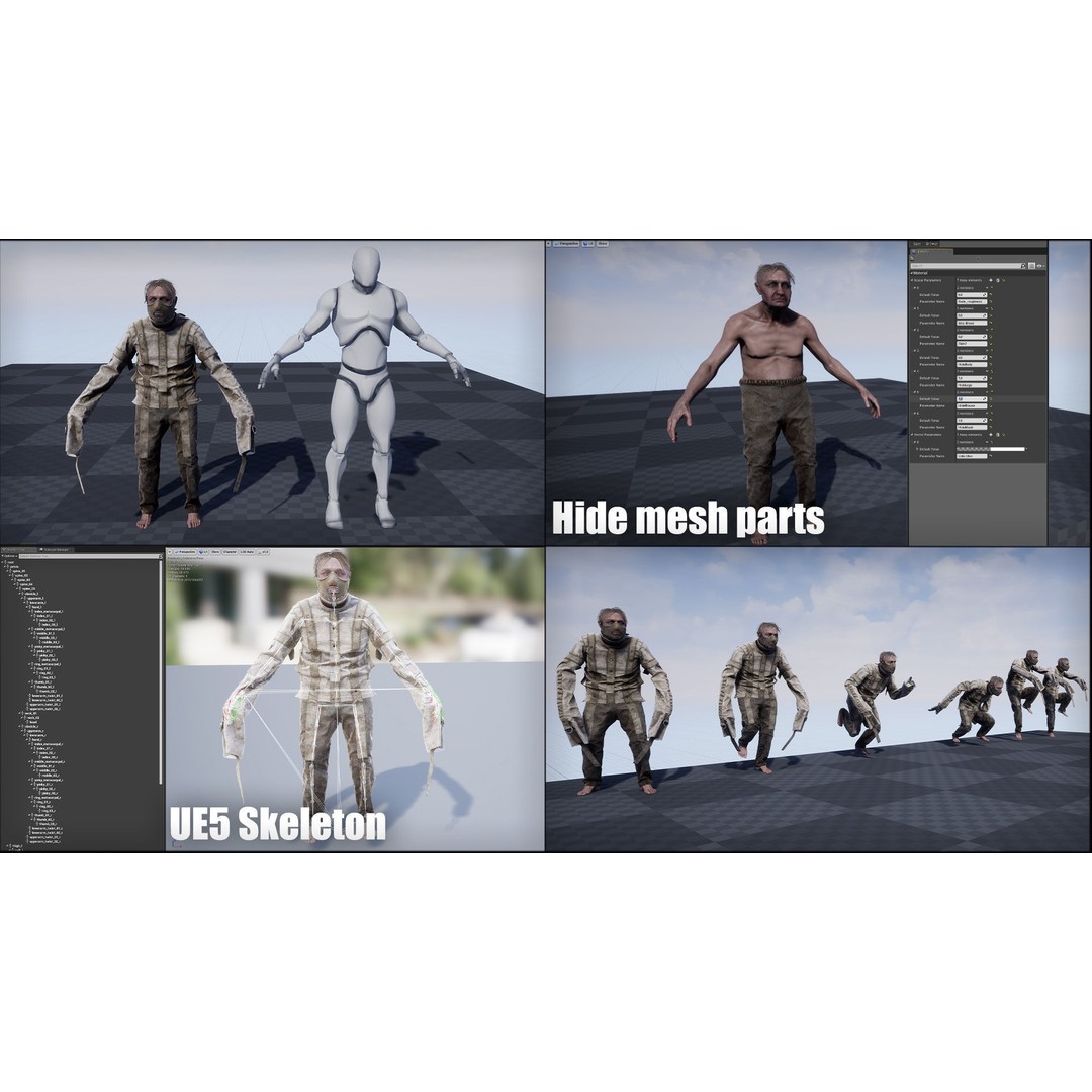 Patient Character 3D Model – Low Poly Rigged Game Asset, FBX - View 14