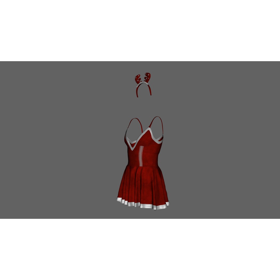 Christmas Dress 3D Model – Low Poly Game Ready Outfit, FBX