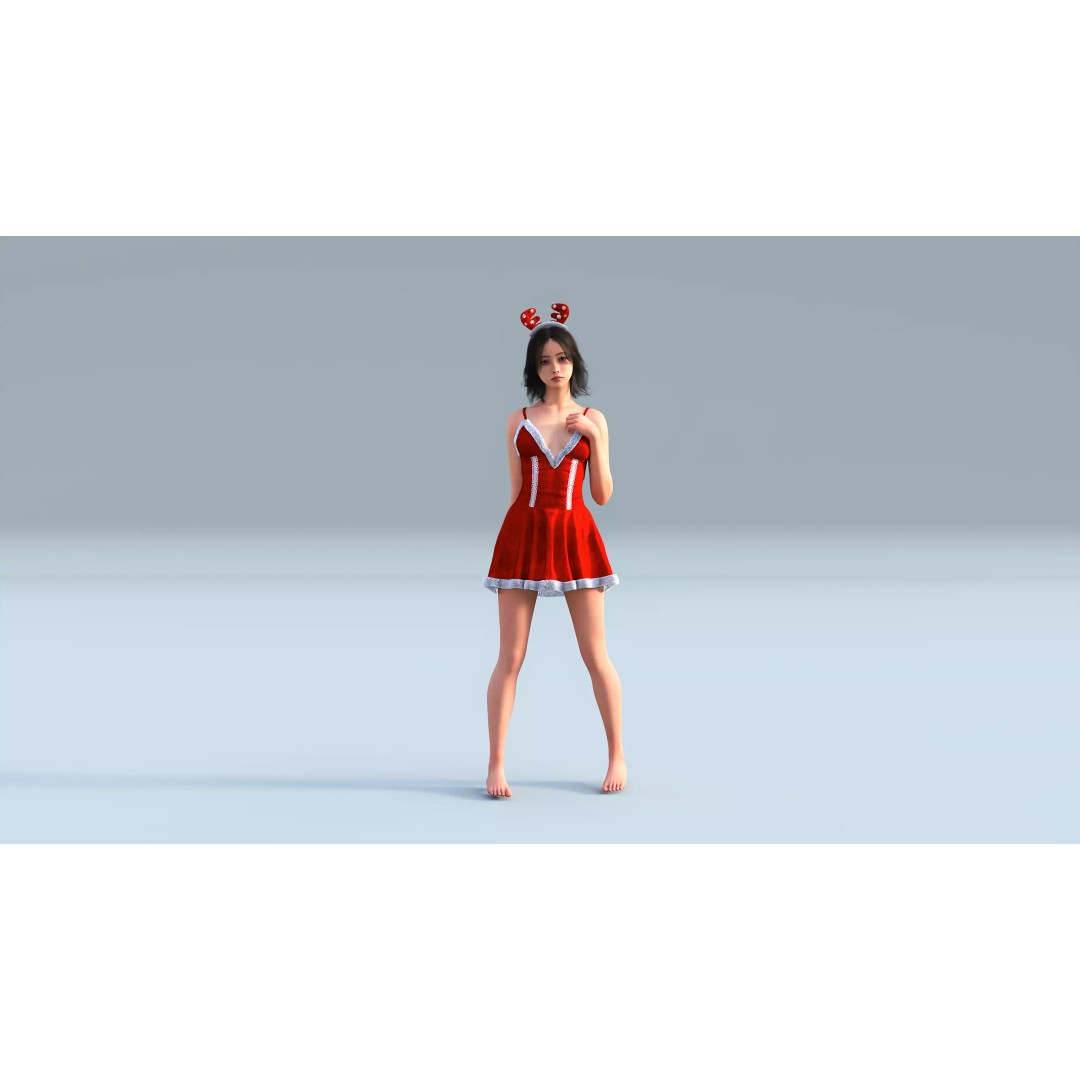 Christmas Dress 3D Model – Low Poly Game Ready Outfit, FBX - View 2