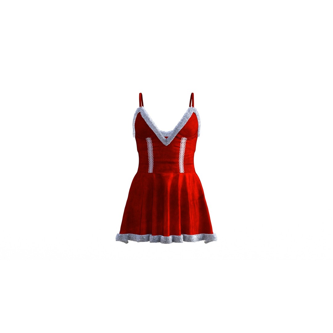 Christmas Dress 3D Model – Low Poly Game Ready Outfit, FBX - View 8