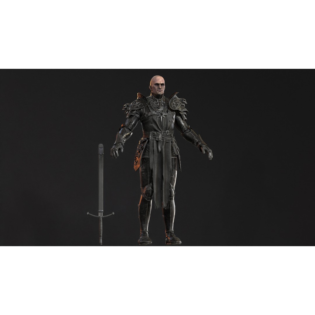 DeathKnight3 3D Model – Low Poly Character, Rigged, FBX - View 22