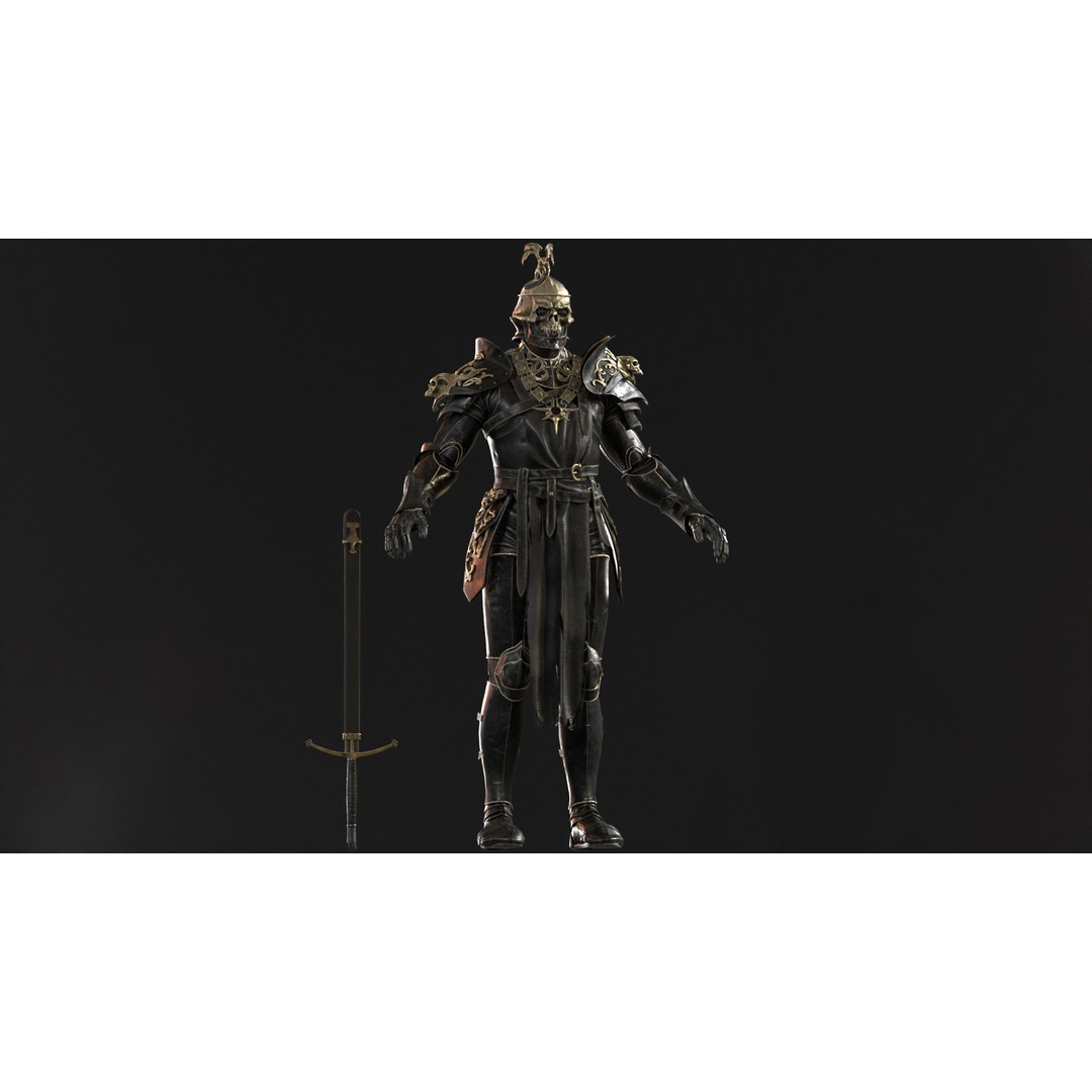 DeathKnight3 3D Model – Low Poly Character, Rigged, FBX - View 23