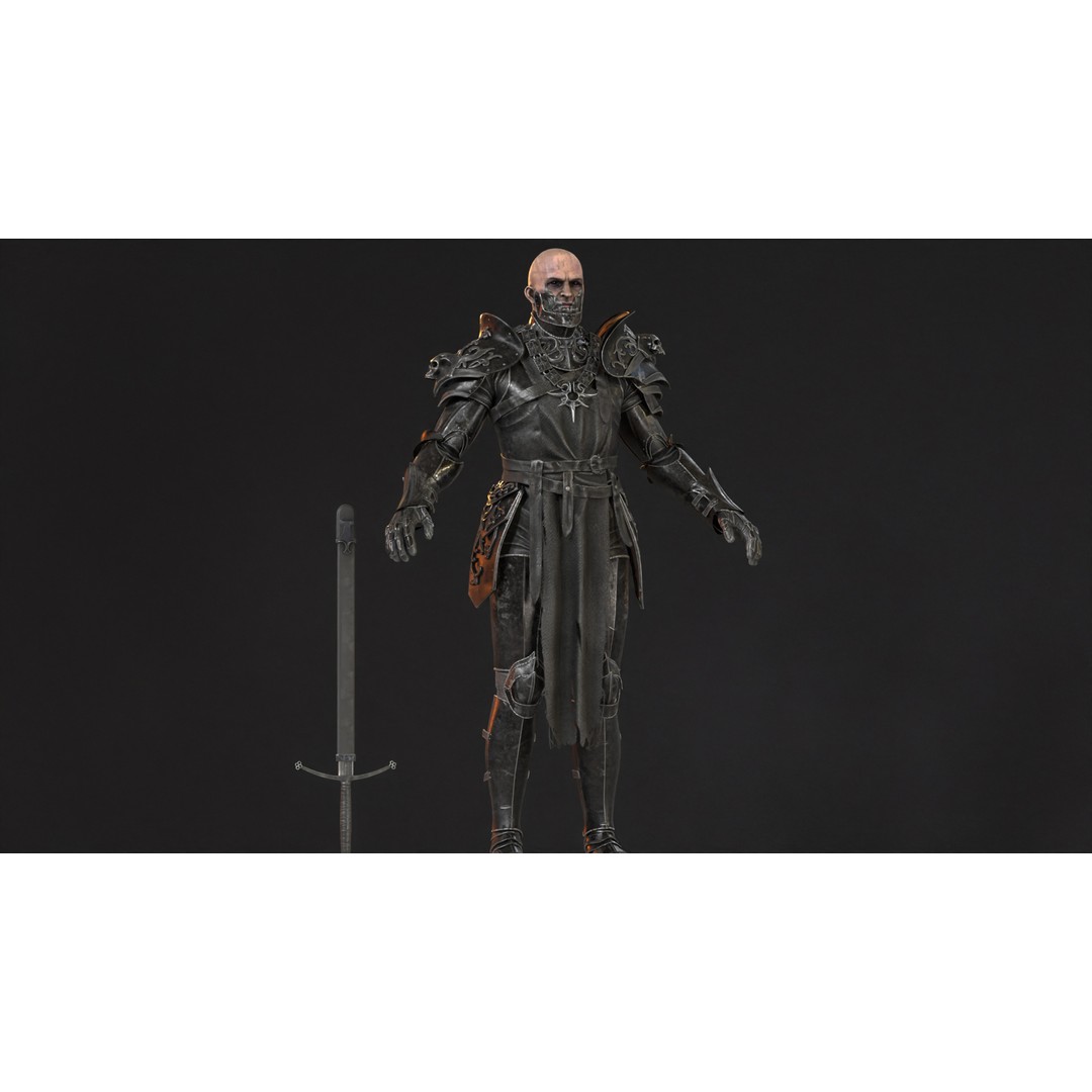 DeathKnight3 3D Model – Low Poly Character, Rigged, FBX - View 29