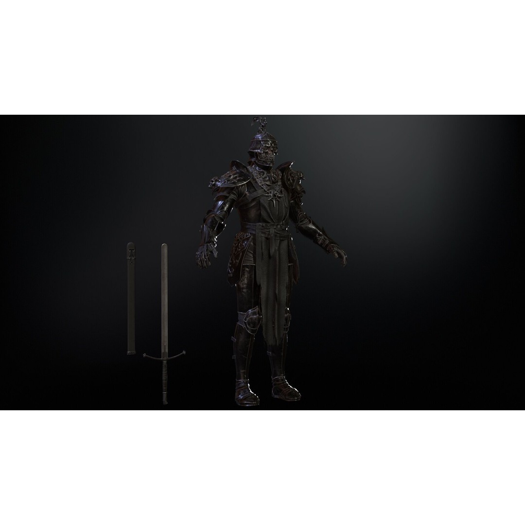 DeathKnight3 3D Model – Low Poly Character, Rigged, FBX - View 7