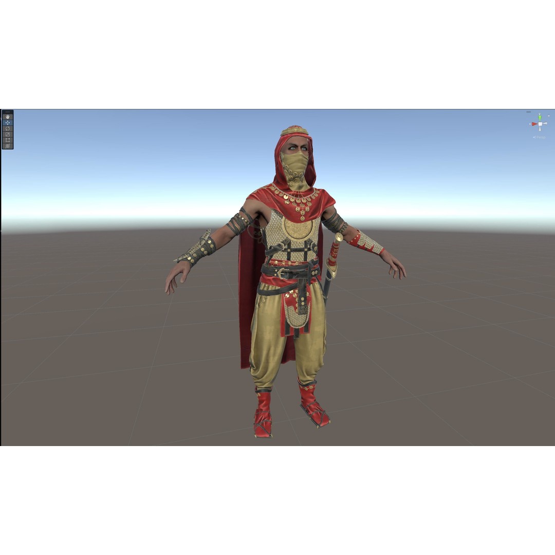 Desert Warrior 3D Model – Low Poly Character, Rigged, FBX