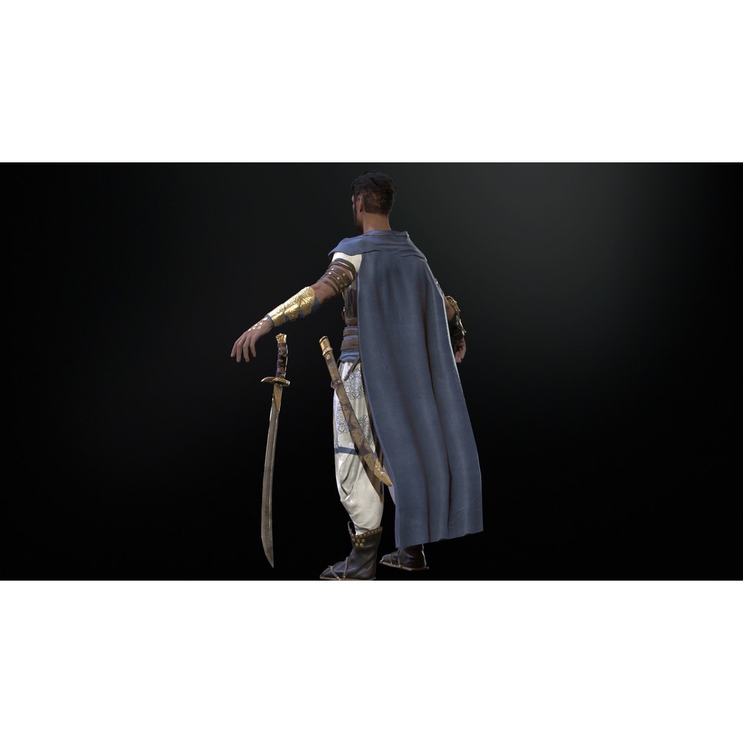Desert Warrior 3D Model – Low Poly Character, Rigged, FBX - View 10