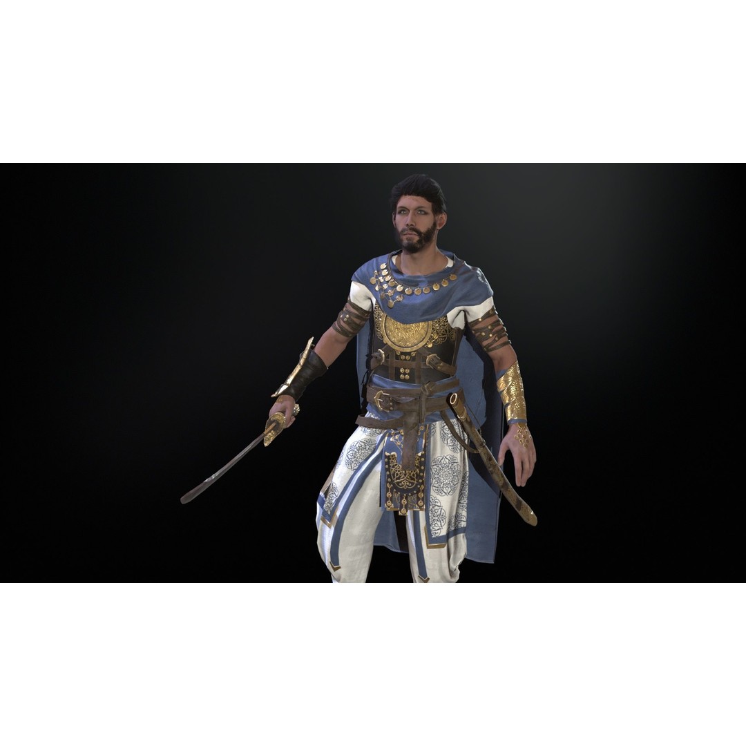 Desert Warrior 3D Model – Low Poly Character, Rigged, FBX - View 11