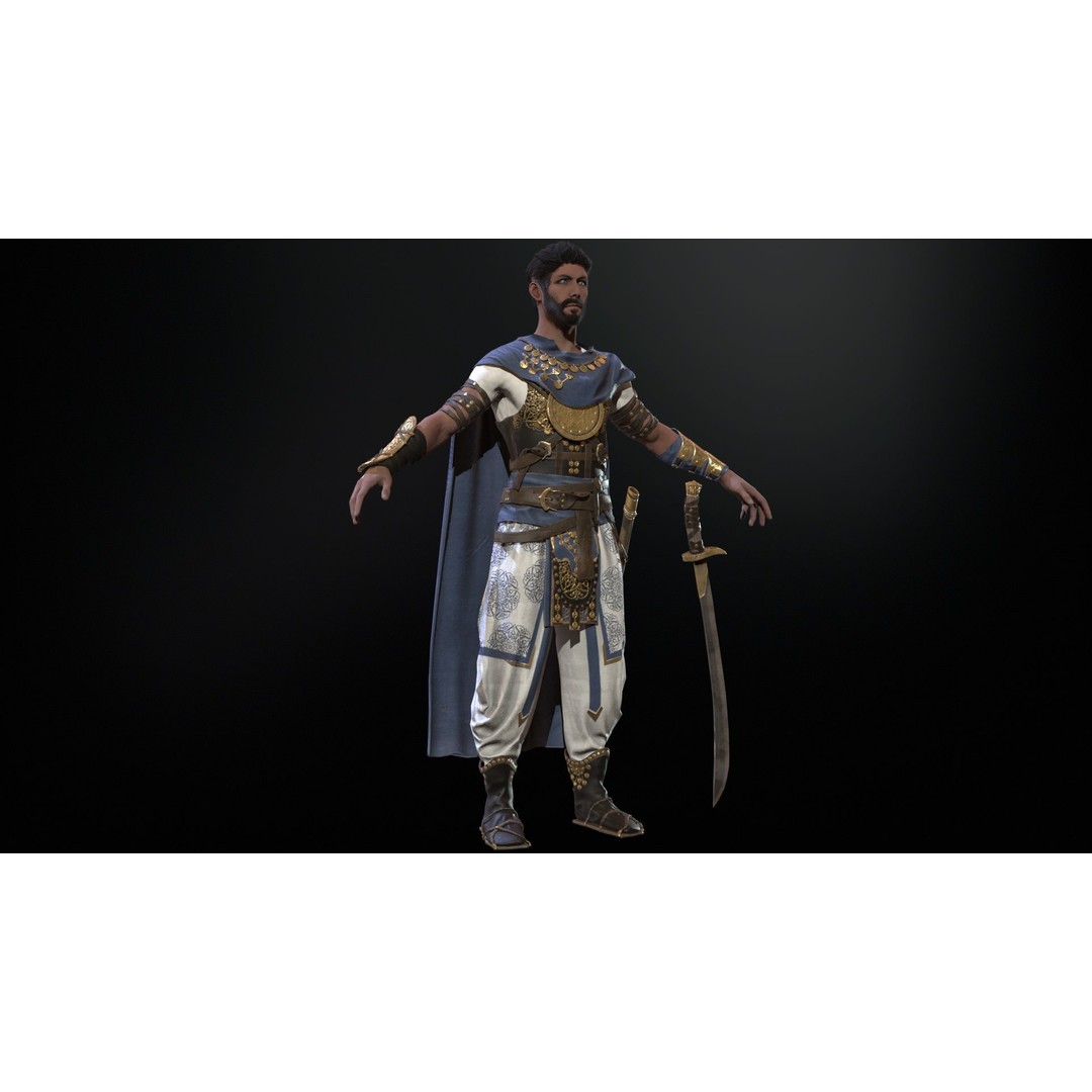Desert Warrior 3D Model – Low Poly Character, Rigged, FBX - View 12