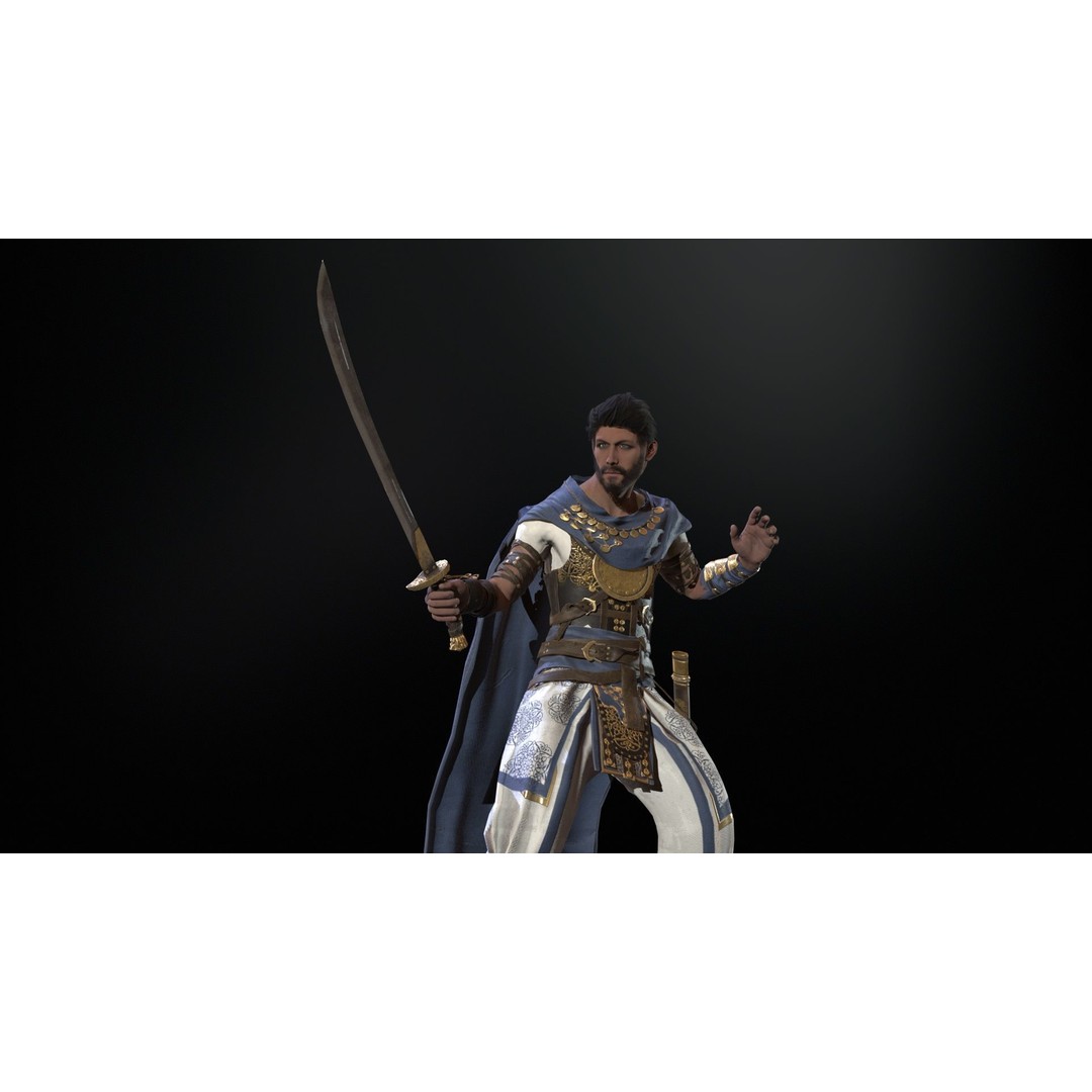 Desert Warrior 3D Model – Low Poly Character, Rigged, FBX - View 13