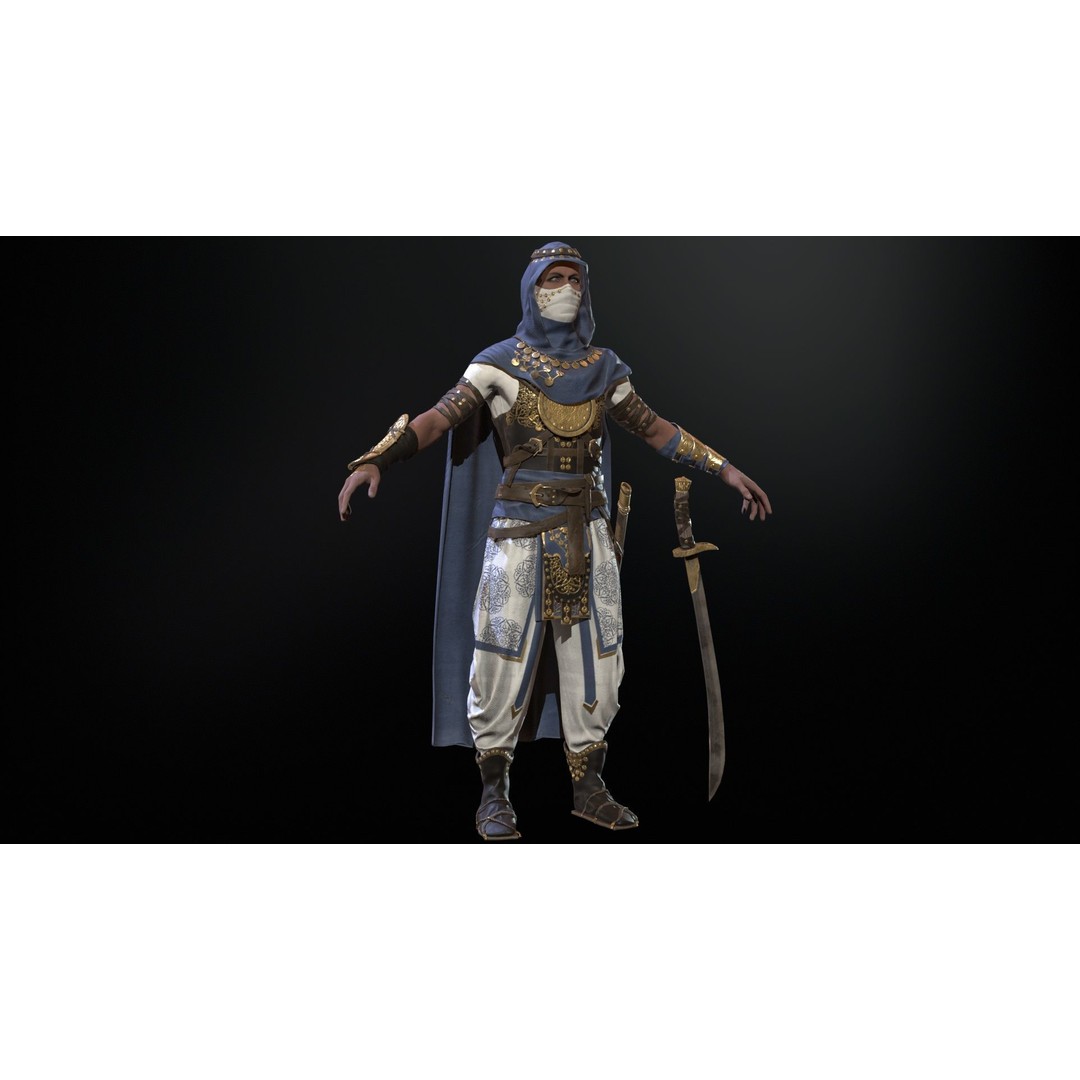Desert Warrior 3D Model – Low Poly Character, Rigged, FBX - View 16