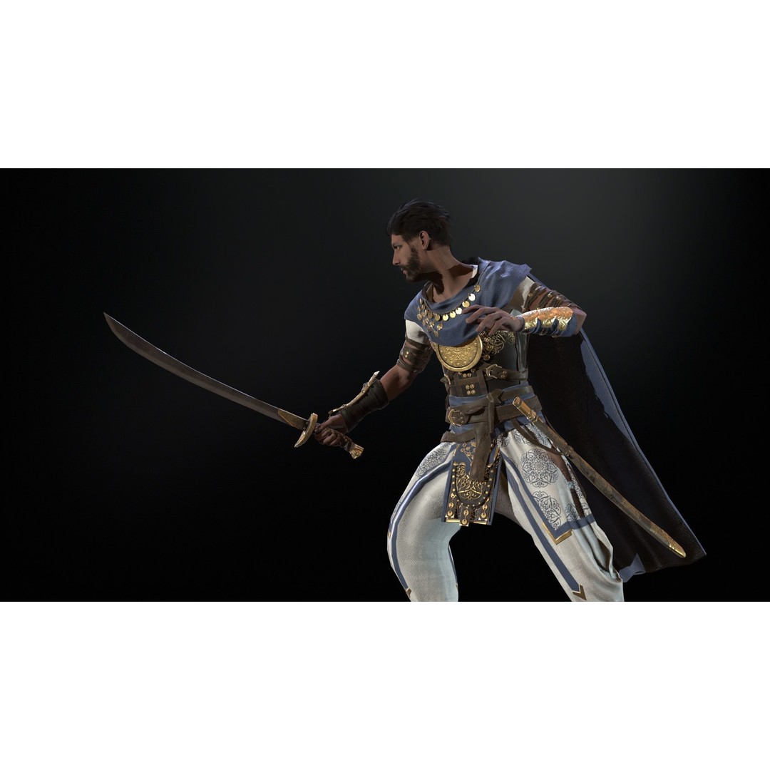 Desert Warrior 3D Model – Low Poly Character, Rigged, FBX - View 17