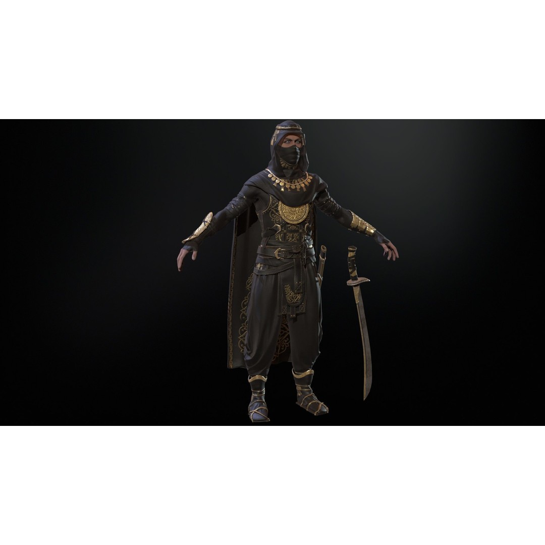 Desert Warrior 3D Model – Low Poly Character, Rigged, FBX - View 18